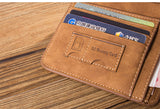 Lkblock New Men's Wallet Short Frosted Leather Wallet Retro Three Fold Vertical Wallet Youth Korean Multi-Card Wallet 2022