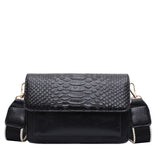 Lkblock Vintage Alligator lady Sling bag PU Leather Crossbody Bag For Women 2022 new Wide strap Shoulder Messenger Bag Ladies handbag