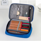 Lkblock Canvas School Pencil Cases for Girls Boy 72 Holes Pen Box Multifunction Storage Bag Case Pouch Student Stationery Supplies