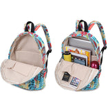 Lkblock Canvas Leaves Printing Women Backpack School Bags Bookbag for Teenage Girls Daily Travel Knapsack Laptop Rucksack Mochila