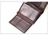 Lkblock Men Wallet Cowhide Genuine Leather Wallets Coin Purse Clutch Hasp Open Top Quality Retro Short Wallet 13.5cm*10cm
