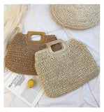 Lkblock casual rattan large capacity tote for women wicker woven wooden handbags summer beach straw bag lady big purses travel sac