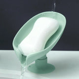 Lkblock 1/2Pcs Leaf Shape Soap Box with Suction Cup Drain Soap Holder Box Bathroom Sponge Storage Plate Tray Bathroom Supplies