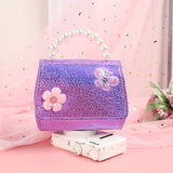 Lkblock Korean Kids Purses and Handbags Mini Crossbody Cute Girls Pearl Hand Bags Tote Little Girl Small Coin Pouch Party Purse Gift