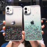 Lkblock Clear Glitter Phone Case For iPhone 13 12 Pro 11 Pro Max XS Max XR X 7 8 Plus 12Mini SE 2020 Cute Gradient Rainbow Sequins Coque