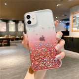 Lkblock Clear Glitter Phone Case For iPhone 13 12 Pro 11 Pro Max XS Max XR X 7 8 Plus 12Mini SE 2020 Cute Gradient Rainbow Sequins Coque