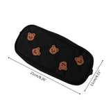 Lkblock Kawaii Bear Embroidery Canvas Pencil Bag Pen Case Kids Gift Cosmetic Stationery Pouch Office School Supplies