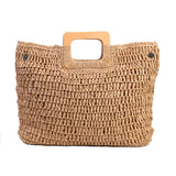 Lkblock Handbag Vintage Bohemian Straw Bag for Women Summer Large Capacity Storage Beach Handbag Rattan Handmade Kintted