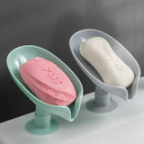 Lkblock 1/2Pcs Leaf Shape Soap Box with Suction Cup Drain Soap Holder Box Bathroom Sponge Storage Plate Tray Bathroom Supplies