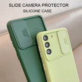 Lkblock Slide Camera Lens Protector Liquid Silicone Phone Case For Samsung Galaxy S21 S20 Fe Plus Note 20 Ultra 5g S 21 Soft Back Cover