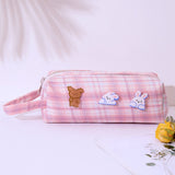 Lkblock style Cute pencil case Large capacity school pencil bag canvas pen case student stationery bag girl student storage bag gifts
