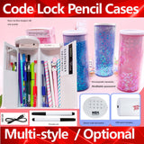 Lkblock Pencil Case Code Lock Pen Box NBX Password Pencil Case Large Capacity Stationery Box Multi-Function Cylindrical Pencil Box