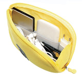 Lkblock Fashion Travel Zipper Cosmetic Bag Women Casual USB Data Cable Headset Earphone Solid Color Large Capacity Organizer Makeup Bags
