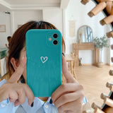 Lkblock Heart Camera Protection Phone Case For iPhone 11 12 13 Pro SE 2020 7 8 Plus X XR XS Max Candy Color Glossy Soft TPU Cover