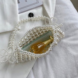 Lkblock Handmade Beaded Flower Pearl Bag High Quality Shoulder Messenger Bag Luxury Designer Handbag Summer Beach Purses and Clutch 2022