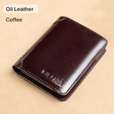 Lkblock New Genuine Leather Rfid Wallets for Men Vintage Thin Short Multi Function ID Credit Card Holder Money Bag