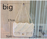 Lkblock Women Canvas Shoulder Messenger Crossbody Bag Ladies Vintage Handbag Totes Female Cotton Wool Cloth Shopping Bags pearl