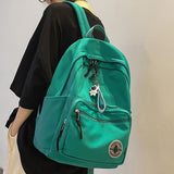 Lkblock Girl Solid Color Fashion School Bag College Student Women Backpack Trendy Travel Lady Laptop Cute Backpack Green New Female Bag