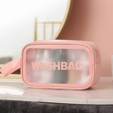 Lkblock Transparent PVC Women Cosmetic Bag Waterproof Travel Toiletries Storage Organize PU Make Up Bag Female Wash Bag Handbag