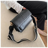 Lkblock Vintage Alligator lady Sling bag PU Leather Crossbody Bag For Women 2022 new Wide strap Shoulder Messenger Bag Ladies handbag