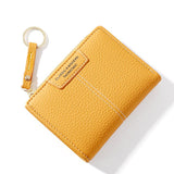 Lkblock Brand Yellow Women Wallet Soft PU Leather Female Purse Mini Hasp Card Holder Coin Short Wallets Slim Small Purse Zipper Keychain
