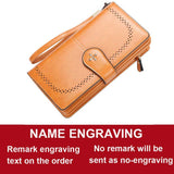 Lkblock 2022 Large Women Wallets Name Engraving Hollow Out Long Wallet Fashion Top Quality PU Leather Card Holder Wallet For Women