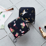 Lkblock Mini Waterproof Women's Cosmetic Bag  Girls Flamingo Lipstick Make Up Bags Female Small Travel Makeup Pouch  Organizer Case kit
