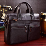 Lkblock Business Laptop Bag Men Genuine Leather Handbags Male Leather Travel Briefcases Men High Quality Cowhide Leather Messenger Bags