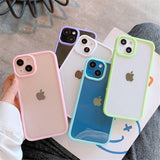Lkblock Candy Shockproof Silicone Bumper Phone Case For iPhone 11 12 13 Pro Max X XS XR Max 8 7 Plus Transparent Protection Back Cover