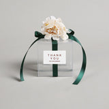 Lkblock 10/20/50pcs Transparent Gift Bags Thank You Artificial Flower Ribbon Wedding Souvenirs for Guests Matte Dragees Box for Baptism