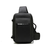 Lkblock Black Man Bag USB Charging Shoulder Bags Fit 9.7 inch ipad Tote Bags for Documents RFID Anti-theft Travel Strap Handbag