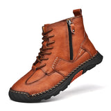 Lkblock Men's Ankle Boots Handmade High Quality Outdoor Walking Hiking Boots Safety Shoes Casual Shoes Comfy Soft Sole Autumn Winter New