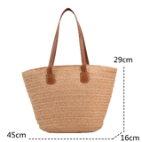 Lkblock Women Braided Basket Clutches Top-handle Bag Large Straw Portable Shoulder Bag Summer Beach Party Purses Shopper Satchel Female