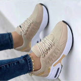 Lkblock Wedge Platform Sneakers 2022 New Fashion Plus Size Casual Sports Shoes Women Lace-up Mesh Breathable Women's Vulcanized Shoes