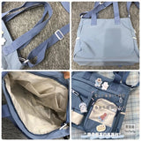 Lkblock New Large Capacity Canvas Bag Female Japanese Students Class Shoulder Bag Ins Versatile Campus Messenger Bag