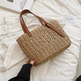 Lkblock Fashion Luxury Weave Tote Bag for Women Trend Female Handbags Design Travel Beach Bags Brand Shopper Straw Shoulder Purses