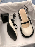 Lkblock Mary Janes Platform Shoes Buckle Bow Round Toe Sweet Shoes Lolita Hollow Fairy Elegant Sandals Shoes Woman Casual Summer