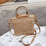Lkblock Retro Top Handle Design Crossbody Bag for Women Branded Simple Summer Straw Woven Handbags Female Hollow Basket Shoulder Bags