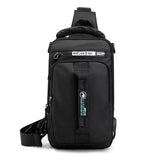 Lkblock Men Multifunction USB Shoulder Bag Crossbody Cross Body Sling Chest Bags Waterproof Travel  Pack Messenger Pack For Male