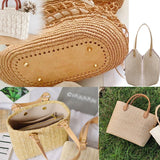 Lkblock 30*10cm Handmade Oval Bottom for Knitted Bag PU Leather Wear-Resistant Accessories Bottom with Holes Diy Crochet Bag Bottom