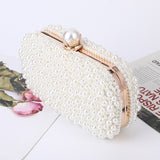 Lkblock White Pearl Wedding Clutch Bag Party Purse and Handbag Women's Evening Bag Luxury Design Chain Shoulder Bag ZD1833