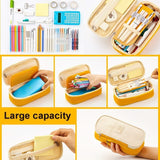 Lkblock Angoo Multifunctional Cosmetic Bag Macaroon Big Capacity Double-layer Canvas Pencil Case Travel Storage Pouch School Supplies