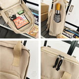 Lkblock Solid Color Canvas Men Backpack For Women College Student Vintage Laptop Bag Portable Lady Travel Backpack Fashion Schoolbag