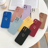 Lkblock Candy Color Silicone Phone Case For iPhone 14 Pro Max 11 12 13 Pro X XR XS Max 7 8 Plus Cute Love Heart Frame Soft Cover