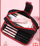 Lkblock Simple Design Pencil Cases Button Vintage Pen Bag Cute Kawaii Canvas Pencil Bag With Zipper Large Capacity Stationery Bag