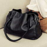 Lkblock First Layer Cowhide Hobo Bags Women Large Capacity Handbags Black Soft Genuine Leather Shoulder Crossbody Bag