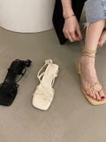 Lkblock Summer Beach Open Toe Fairy Sandals Woman Korean Fashion Non-slip Shoes Casual Cross-Tie Sandals Female Elegant Design