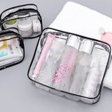 Lkblock Transparent Cosmetic Bag PVC Women Zipper Clear Makeup Bags Beauty Case Travel Make Up Organizer Storage Bath Toiletry Wash Bag