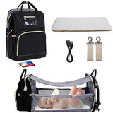 Lkblock USB Folding Crib Baby Travel Bed Diaper Bag Multi-Function Large Capacity Baby Backpack Diaper Bag Baby Stroller Organizer Bag