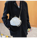 Lkblock Metal Frame Luxury Party Woman Corssbody Bags Top Brand Ladys Evening Clutch Purse Fashion Pearled Clip Bag Female Shoulder Bag